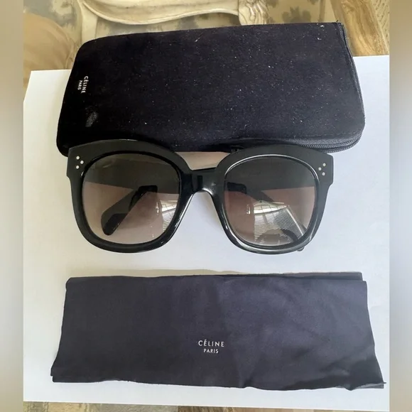 Celine New Audrey CL 41805/S Sunglasses Black/Brown Gradient Lenses - Picture 2 of 12